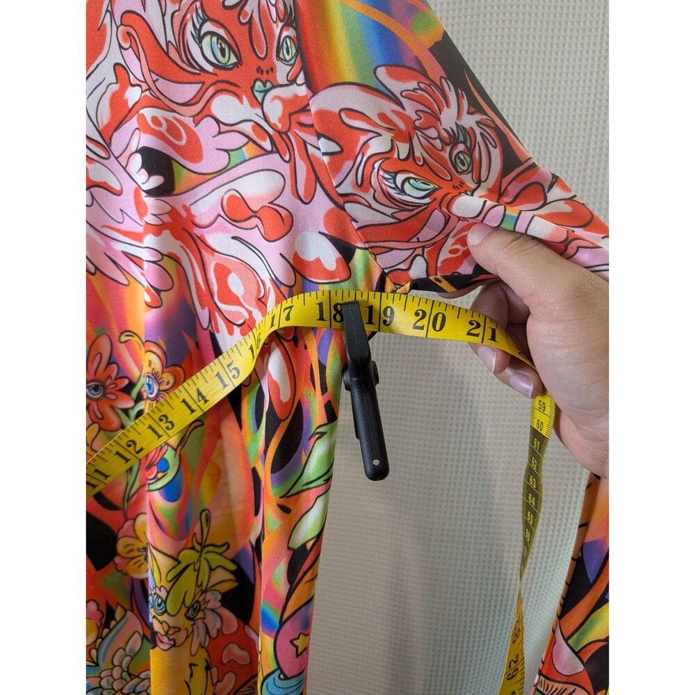 Desigual Womens Mesh Top Maria Escoté Mock Neck Multicolor Graffiti Graphic 0105 - Picture 6 of 7